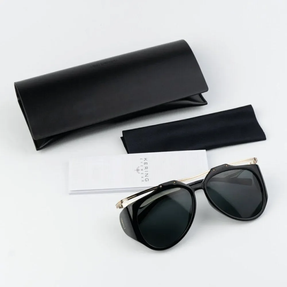 NEW Saint Laurent SLM137 AMELIA 001 Black Gold Grey Unisex Sunglasses